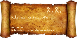 Kósz Krisztofer névjegykártya